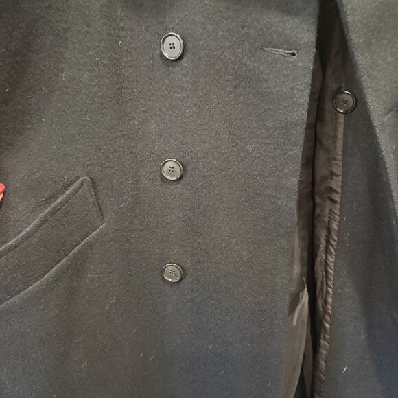 JK Collections New York Men’s Wool Overcoat Black Size 46 Made in USA - Picture 5 of 14